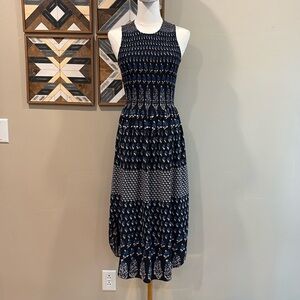 Ulla Johnson Silk Sleeveless Smocked Floral Midi Dress XS 0